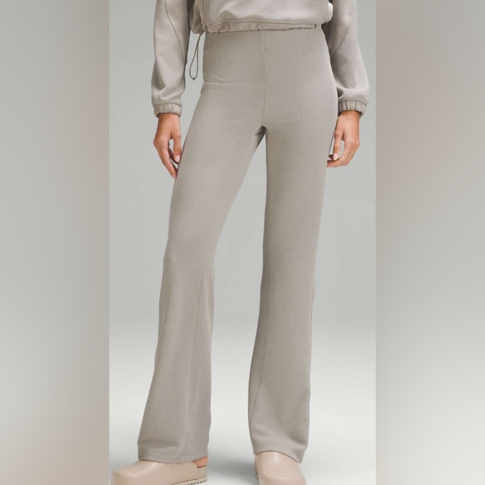 Lululemon Brushed Softstreme Ribbed Zip Flare Pant 32.5” Riverstone